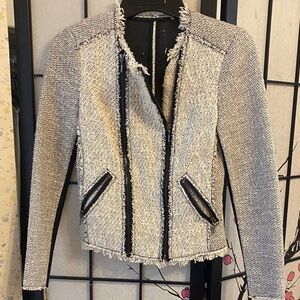 Rebecca Taylor Black and Gray Tweed Blazer